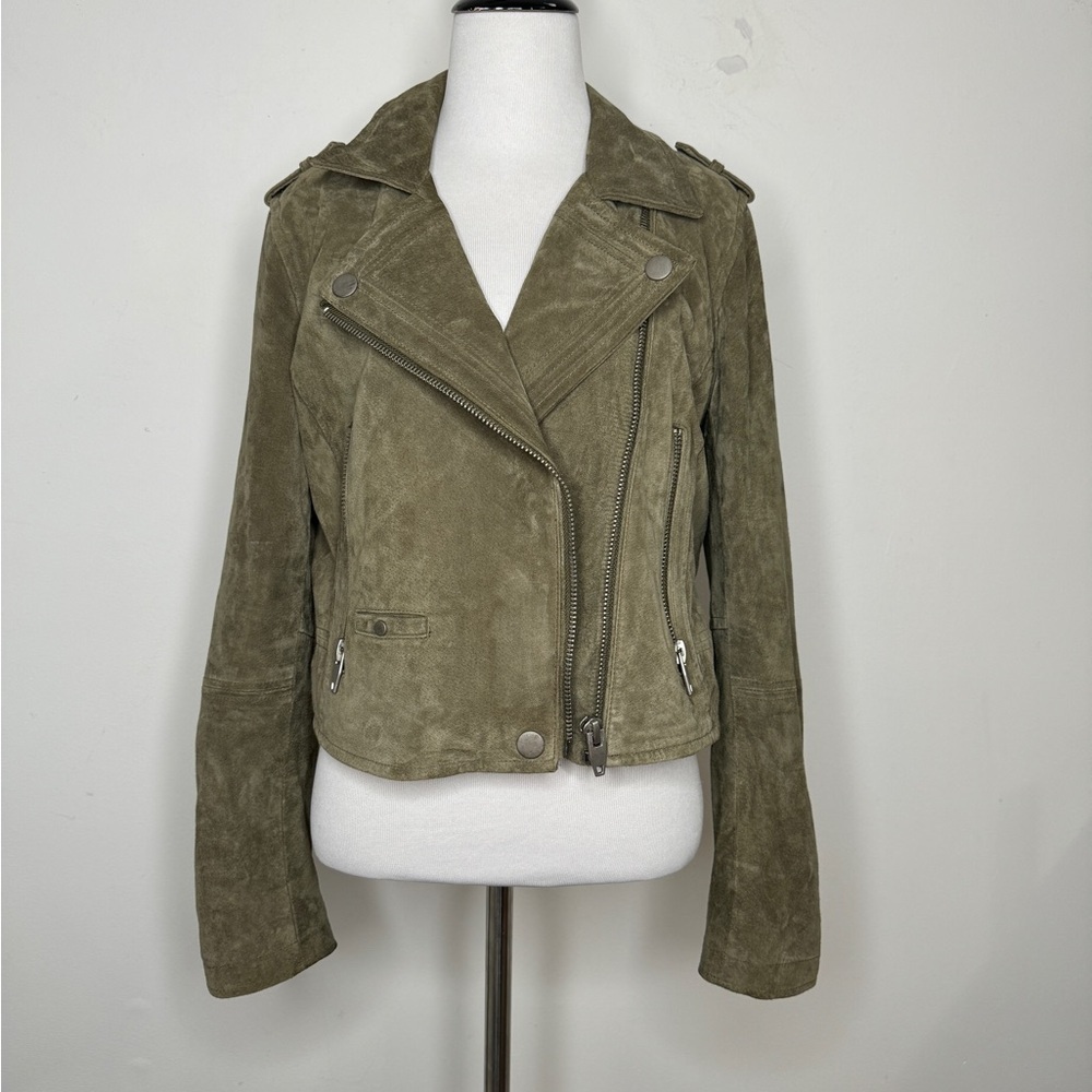 Blank NYC sl8 olive suede moto jacket